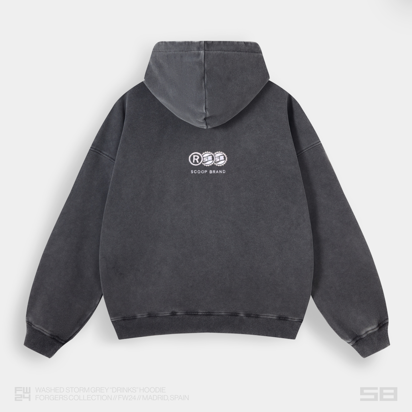 WASHED STORM GREY "DRINKS" HOODIE