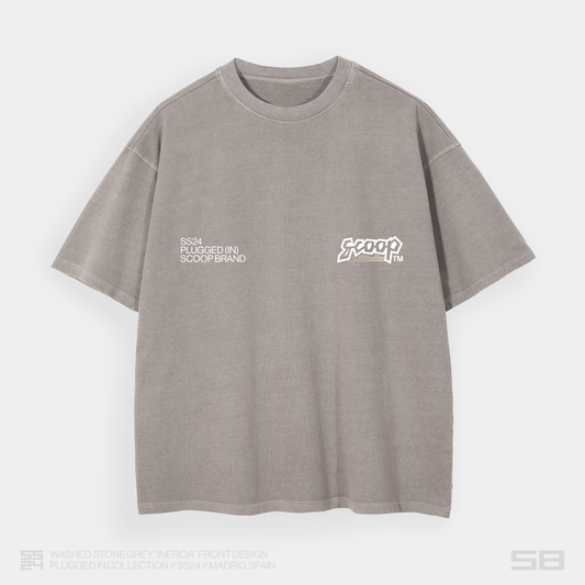 WASHED STONE GREY "INERCIA" OVERSIZED TEE