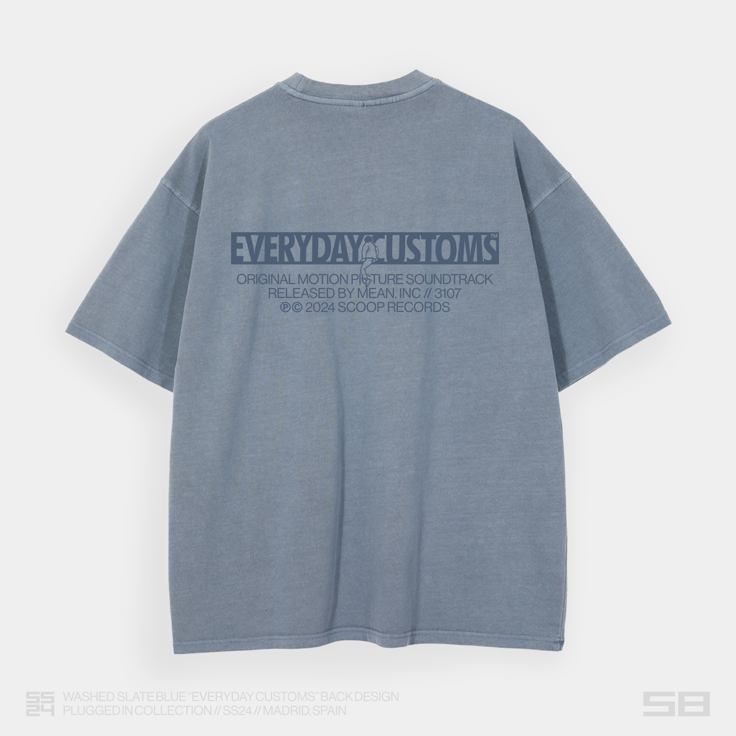 WASHED SLATE BLUE "EVERYDAY CUSTOMS" OVERSIZED TEE