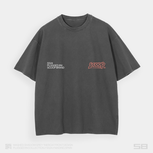 WASHED SHADOW GREY "INERCIA" OVERSIZED TEE