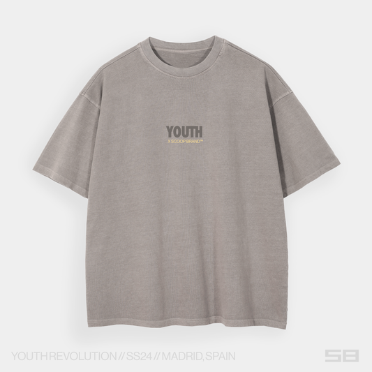 YOUTH REVOLUTION X SCOOP BRAND STONE GREY OVERSIZED TEE