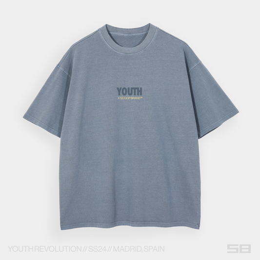 YOUTH REVOLUTION X SCOOP BRAND SLATE BLUE OVERSIZED TEE