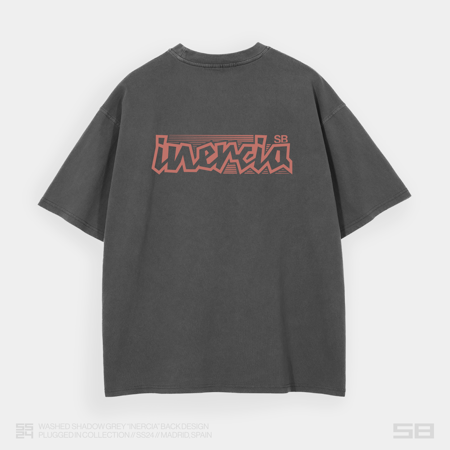 WASHED SHADOW GREY "INERCIA" OVERSIZED TEE